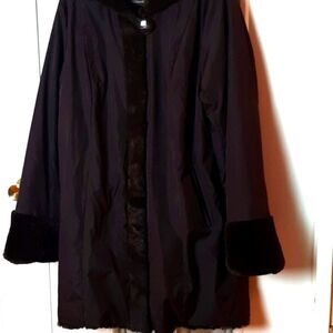 DENNIS BASSO Brown Furry‎ Waterproof Hooded Coat XL